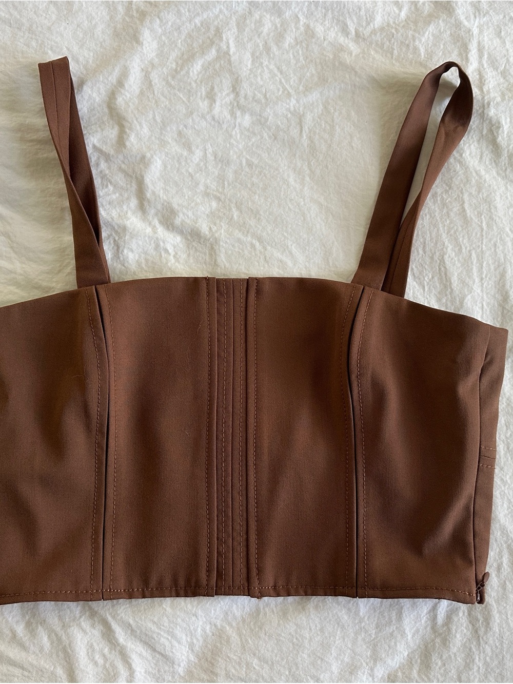Zara Brown Bustier Crop Top with Straps